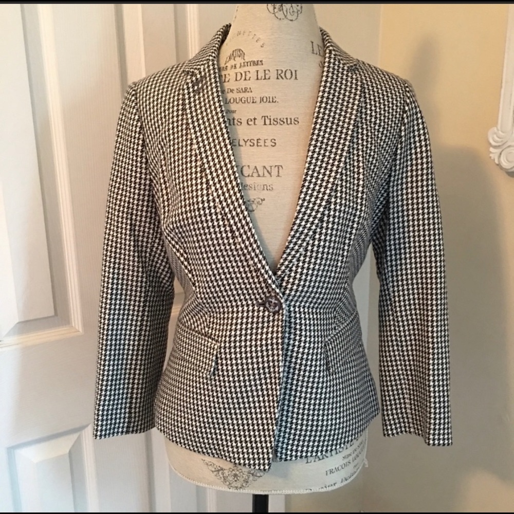 THE LIMITED ANCHOR BUTTON HOUNDSTOOTH BLAZER NWOT